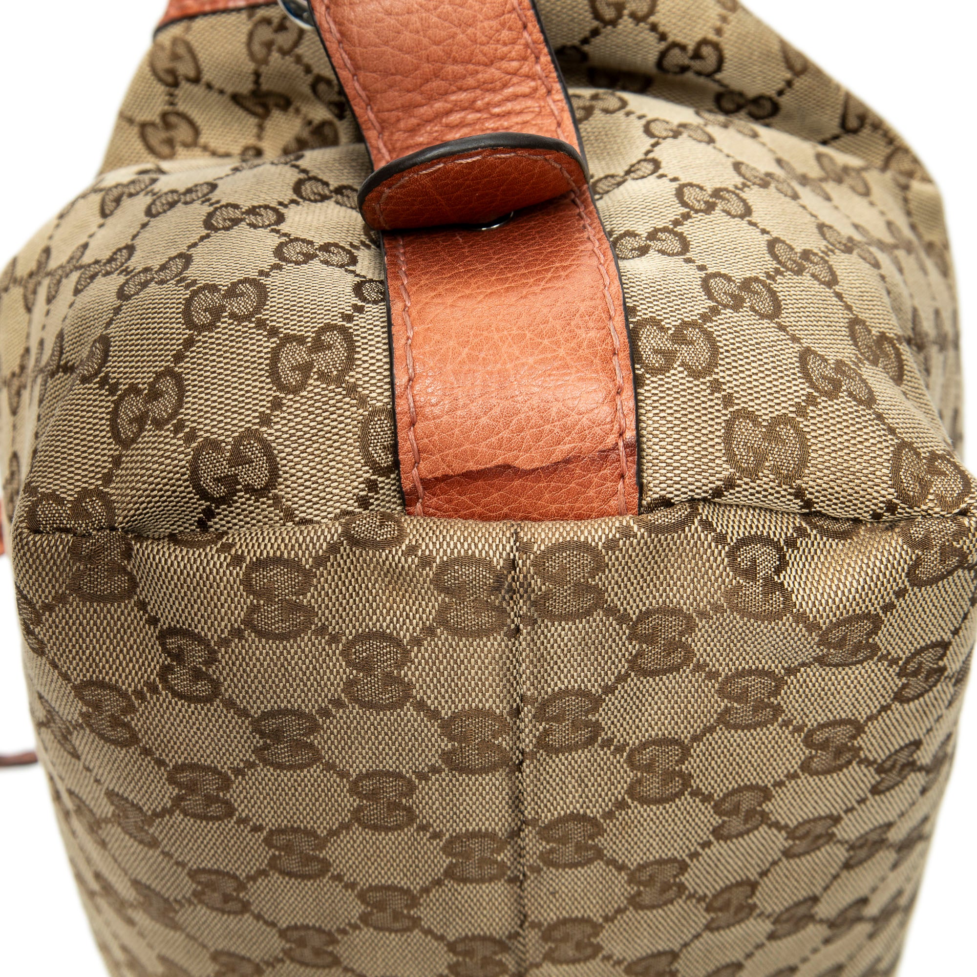 Shoulder Bag Large Bamboo Bar Boston Orange Monogrammed Canvas