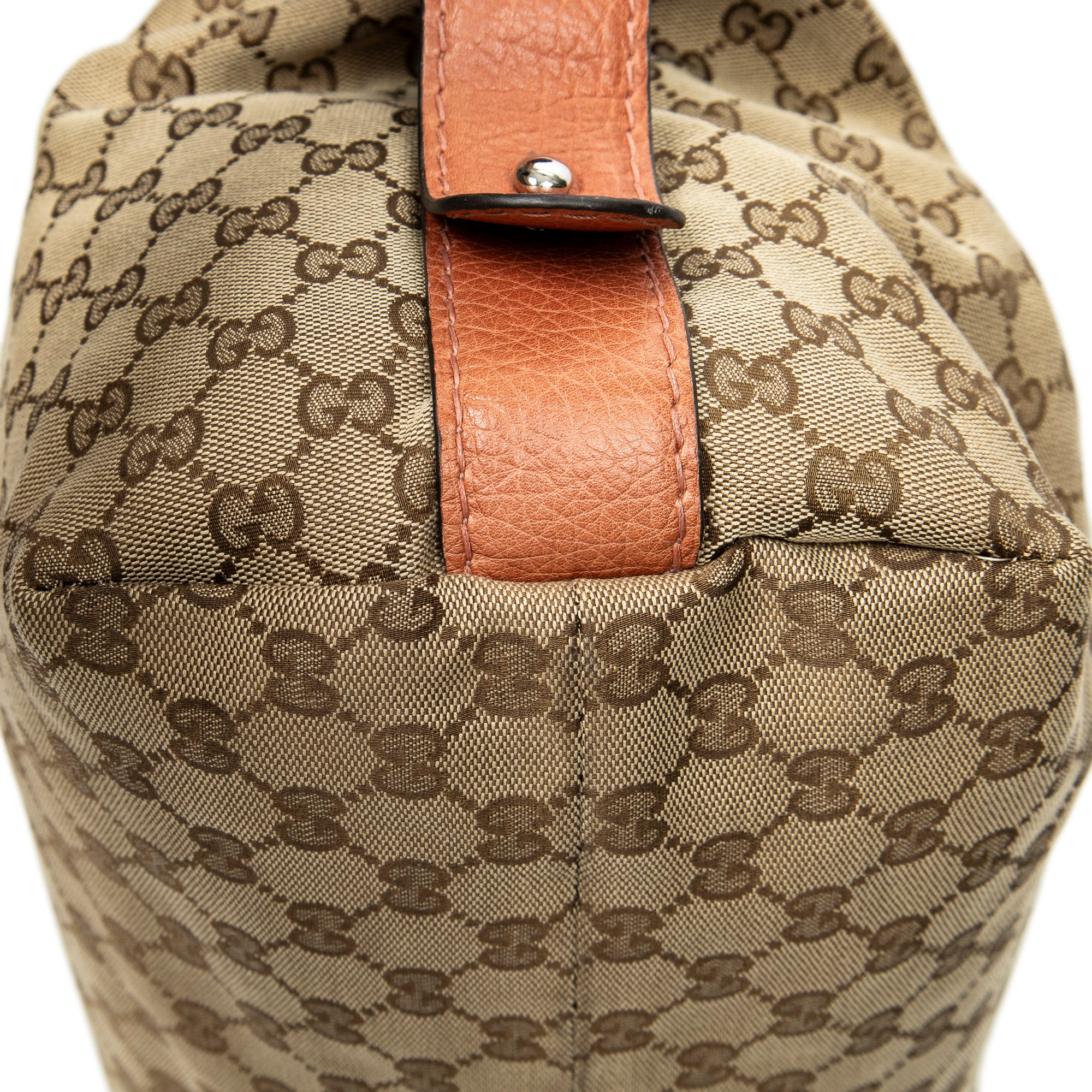 Shoulder Bag Large Bamboo Bar Boston Orange Monogrammed Canvas