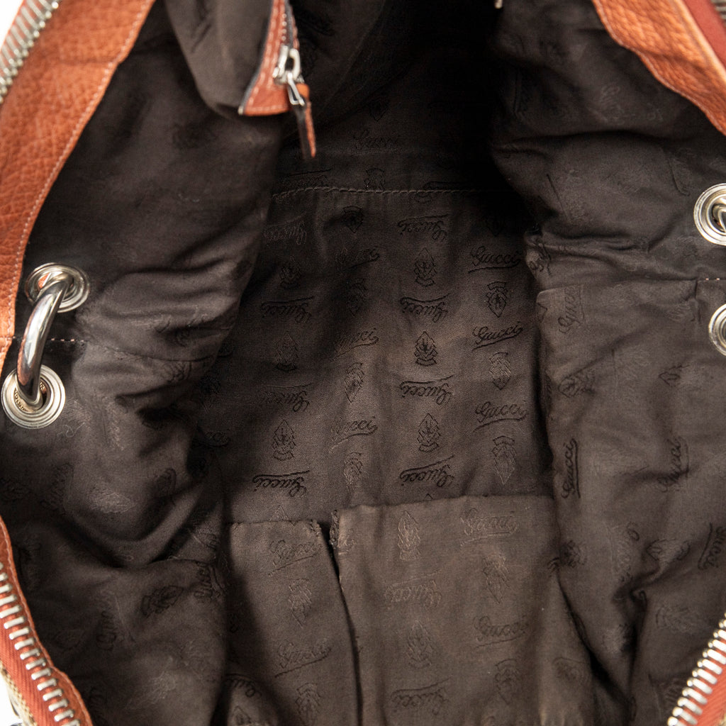Shoulder Bag Large Bamboo Bar Boston Orange Monogrammed Canvas