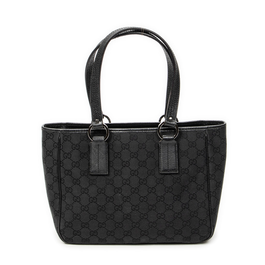 Shoulder Bag Small Shoulder Tote Black Monogrammed Canvas