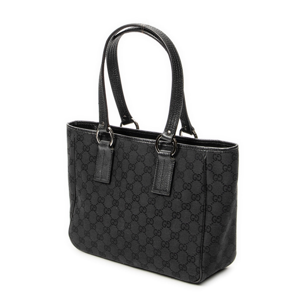 Shoulder Bag Small Shoulder Tote Black Monogrammed Canvas