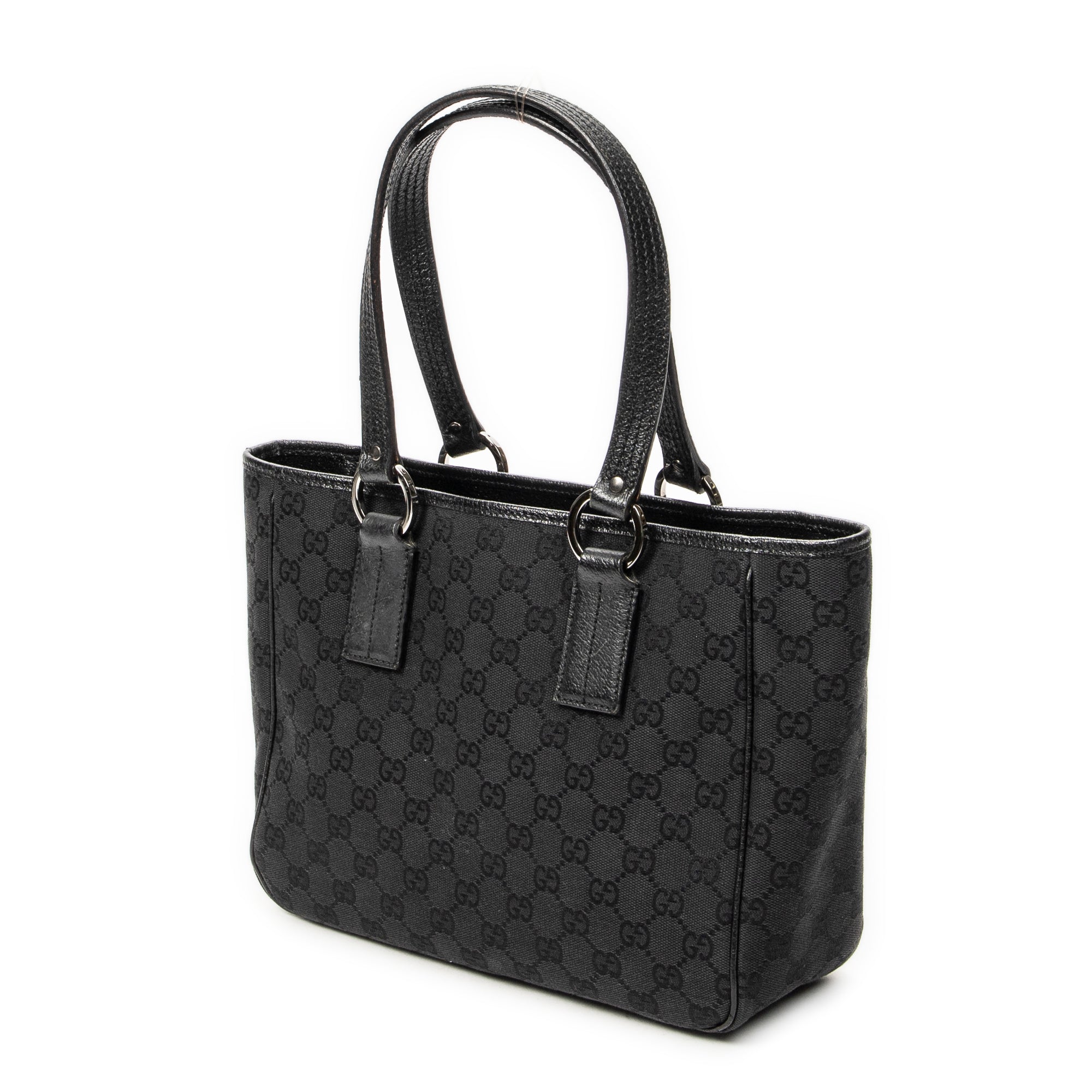 Shoulder Bag Small Shoulder Tote Black Monogrammed Canvas