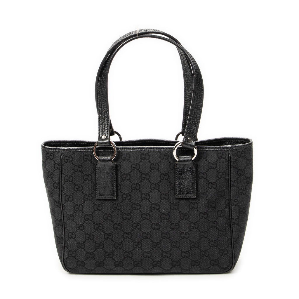 Shoulder Bag Small Shoulder Tote Black Monogrammed Canvas