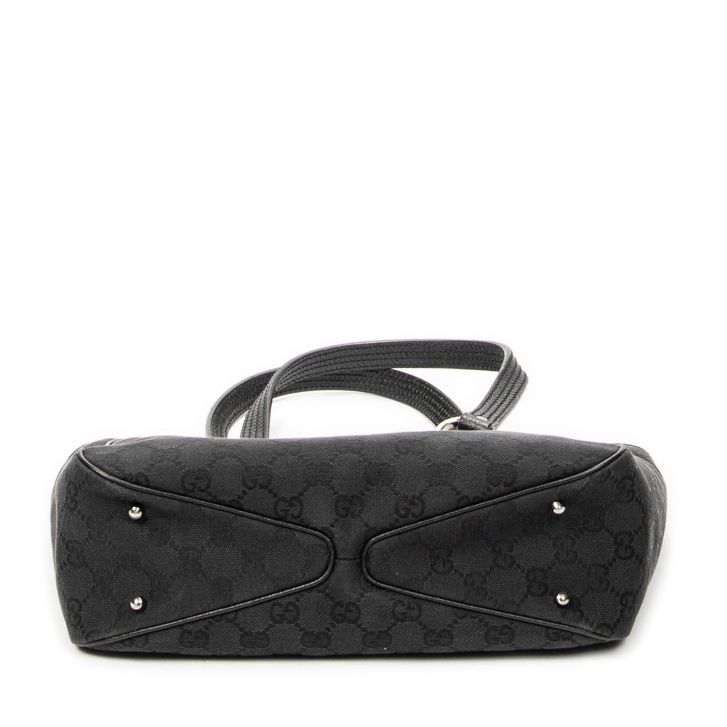 Shoulder Bag Small Shoulder Tote Black Monogrammed Canvas
