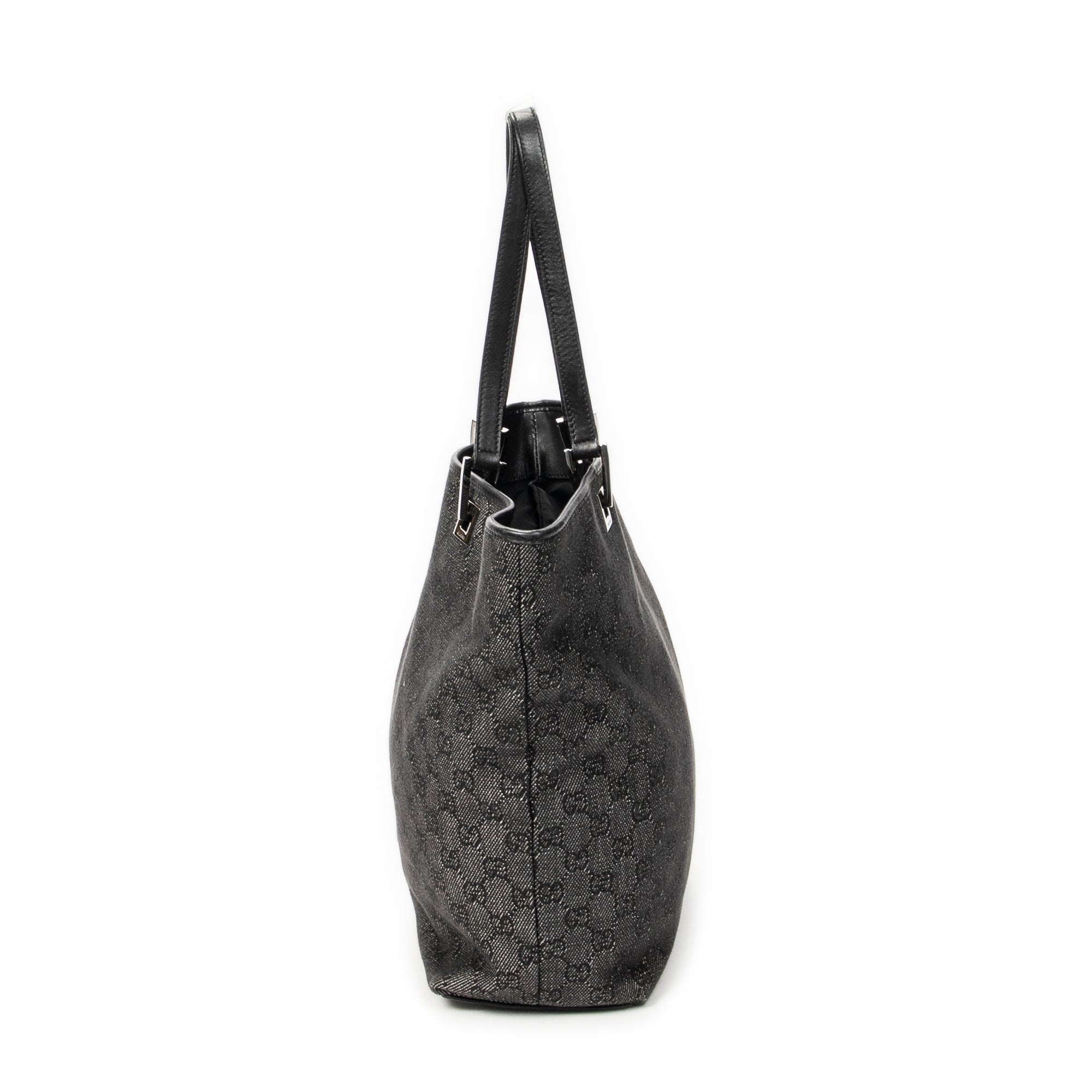 Shoulder Bag Tall Tote Black Monogrammed Denim Canvas