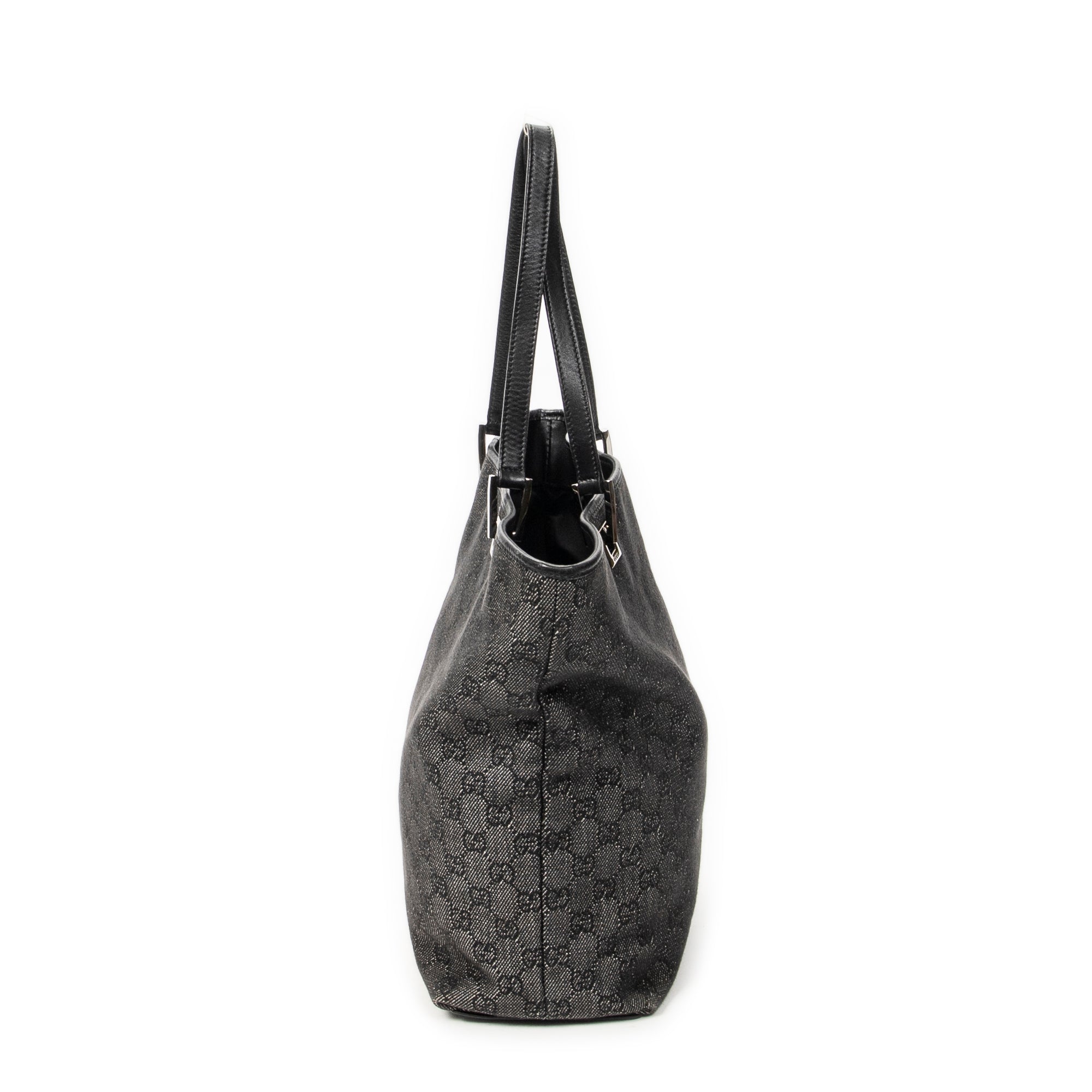 Shoulder Bag Tall Tote Black Monogrammed Denim Canvas