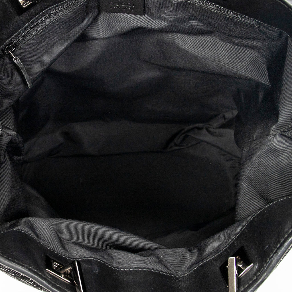 Shoulder Bag Tall Tote Black Monogrammed Denim Canvas
