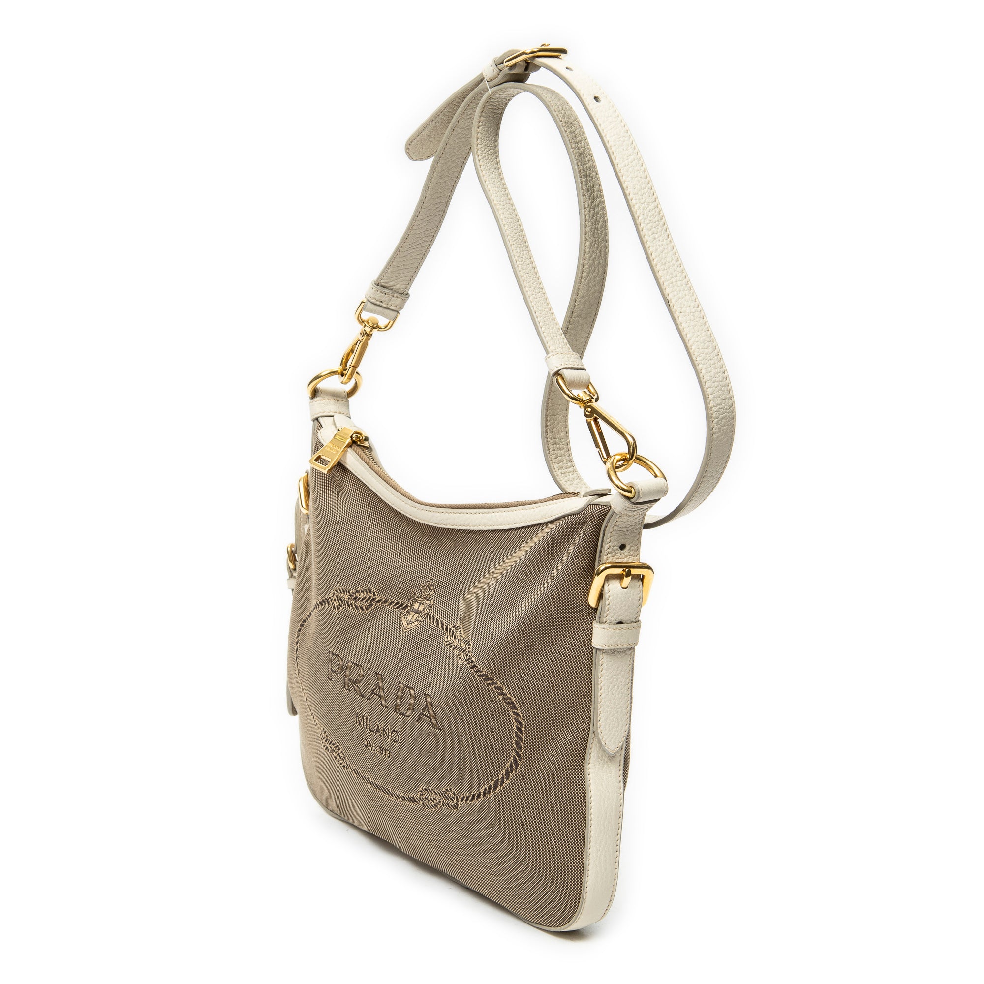 Shoulder Bag Jacquard Messenger Beige Jacquard Canvas