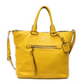 Bolso de hombro convertible con cremallera, piel Vitello Daino, amarillo