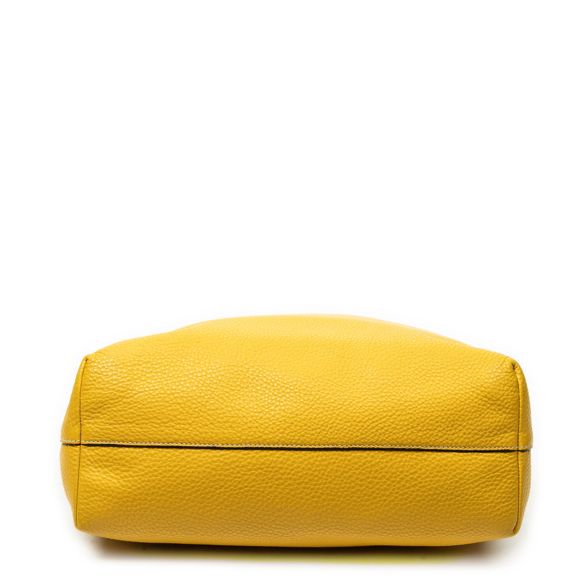 Bolso de hombro convertible con cremallera, piel Vitello Daino, amarillo