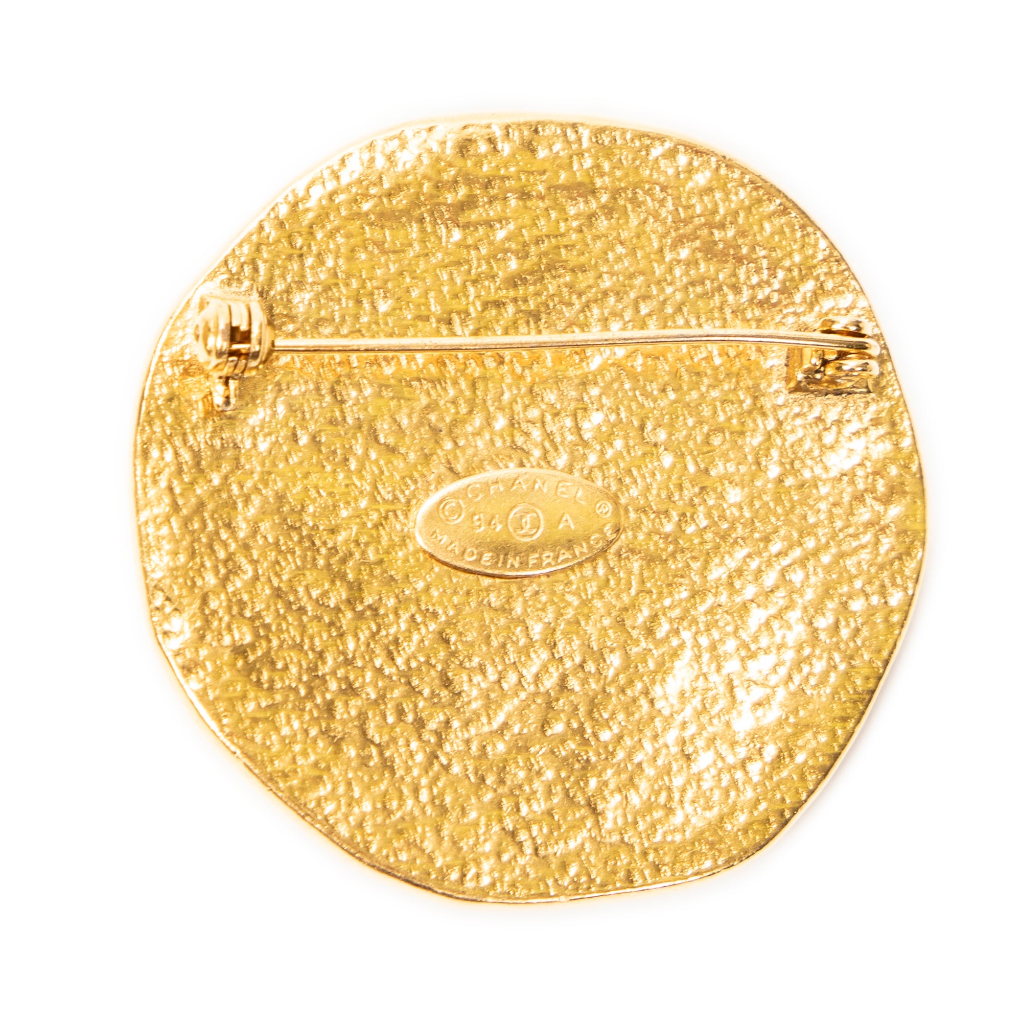 Brooch CC Round Sun Brooch Pin Gold Gold Plated