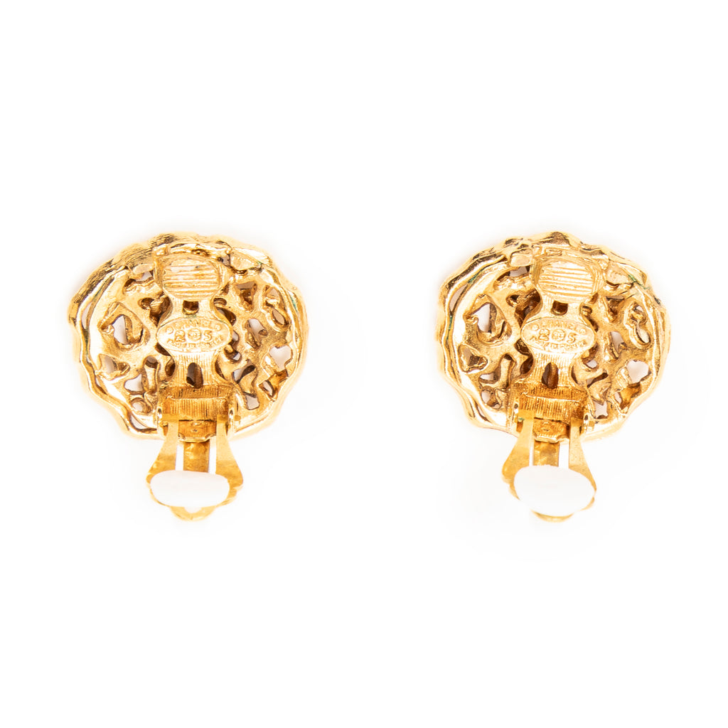 Earrings CC Round Clip On Earrings Gold Gold Plated