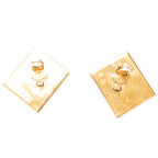 Pendientes CC cuadrados esmaltados de clip chapados en oro negro