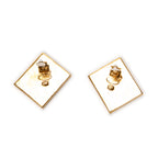 Pendientes CC cuadrados esmaltados de clip chapados en oro negro