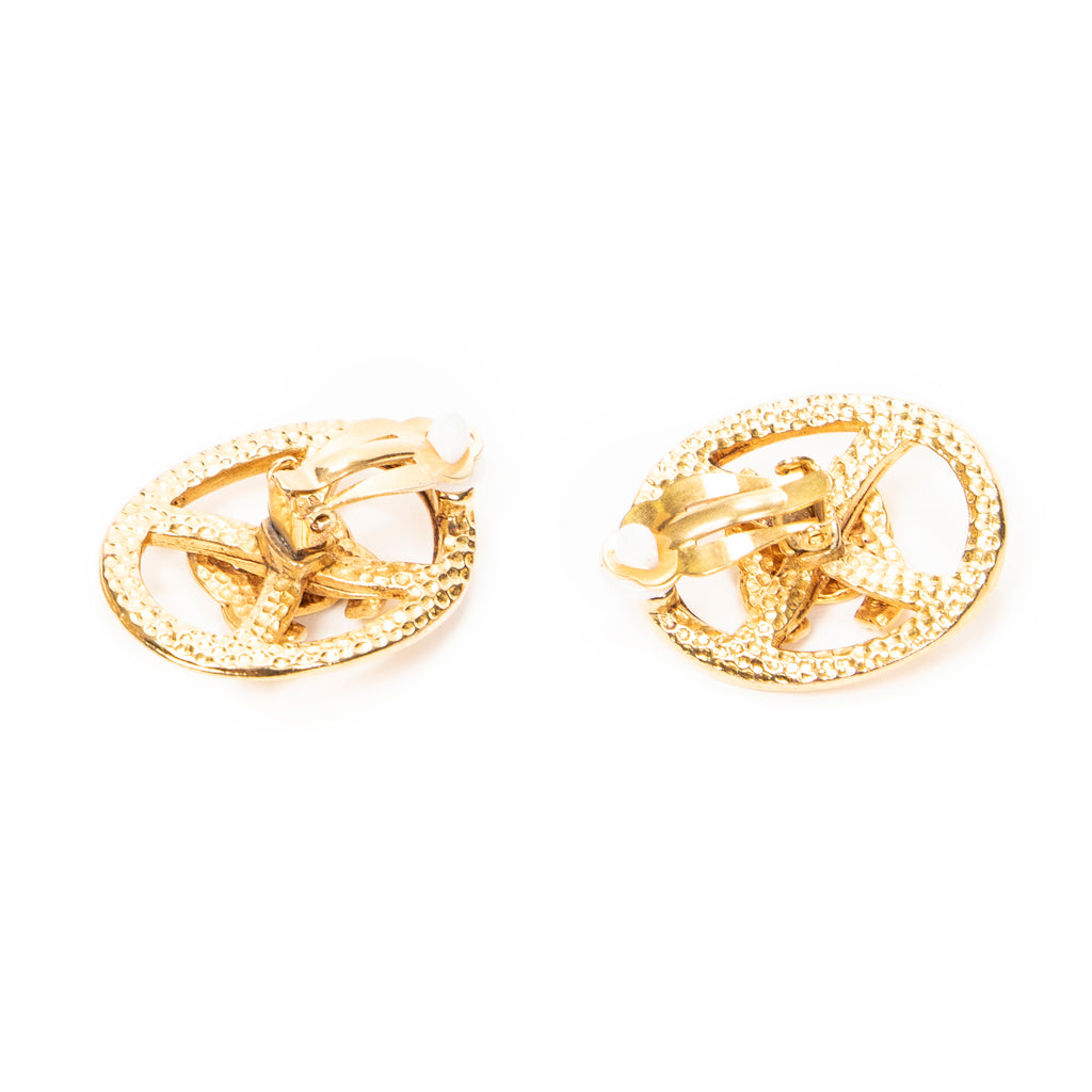 Earrings CC Oval Clip On Earrings Gold Gold Plated