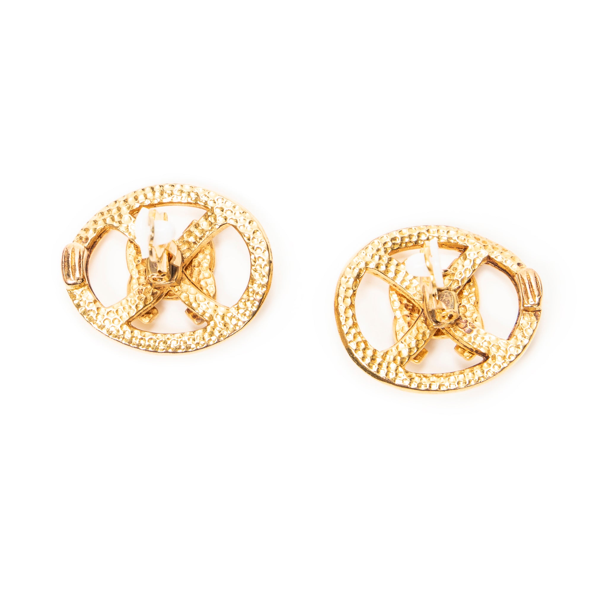 Earrings CC Oval Clip On Earrings Gold Gold Plated
