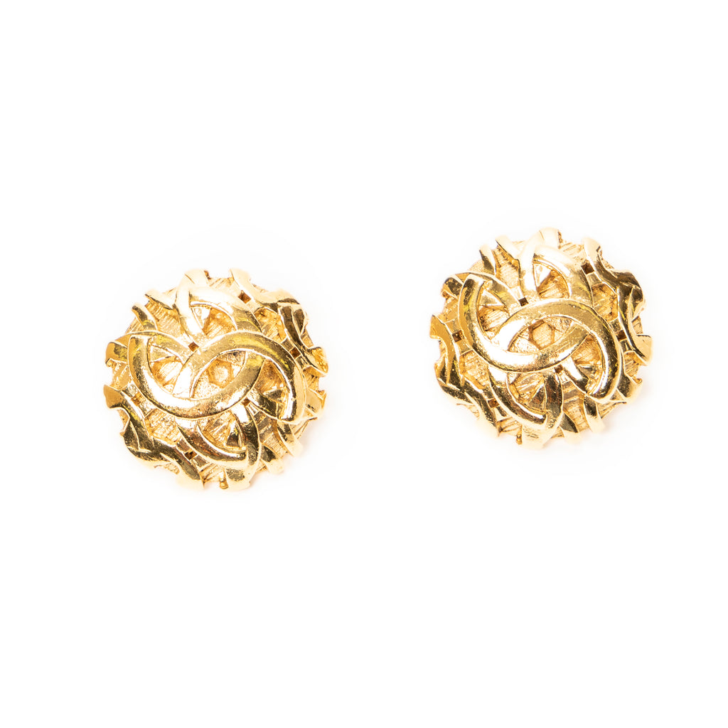 Earrings CC Round Clip On Earrings Gold Gold Plated
