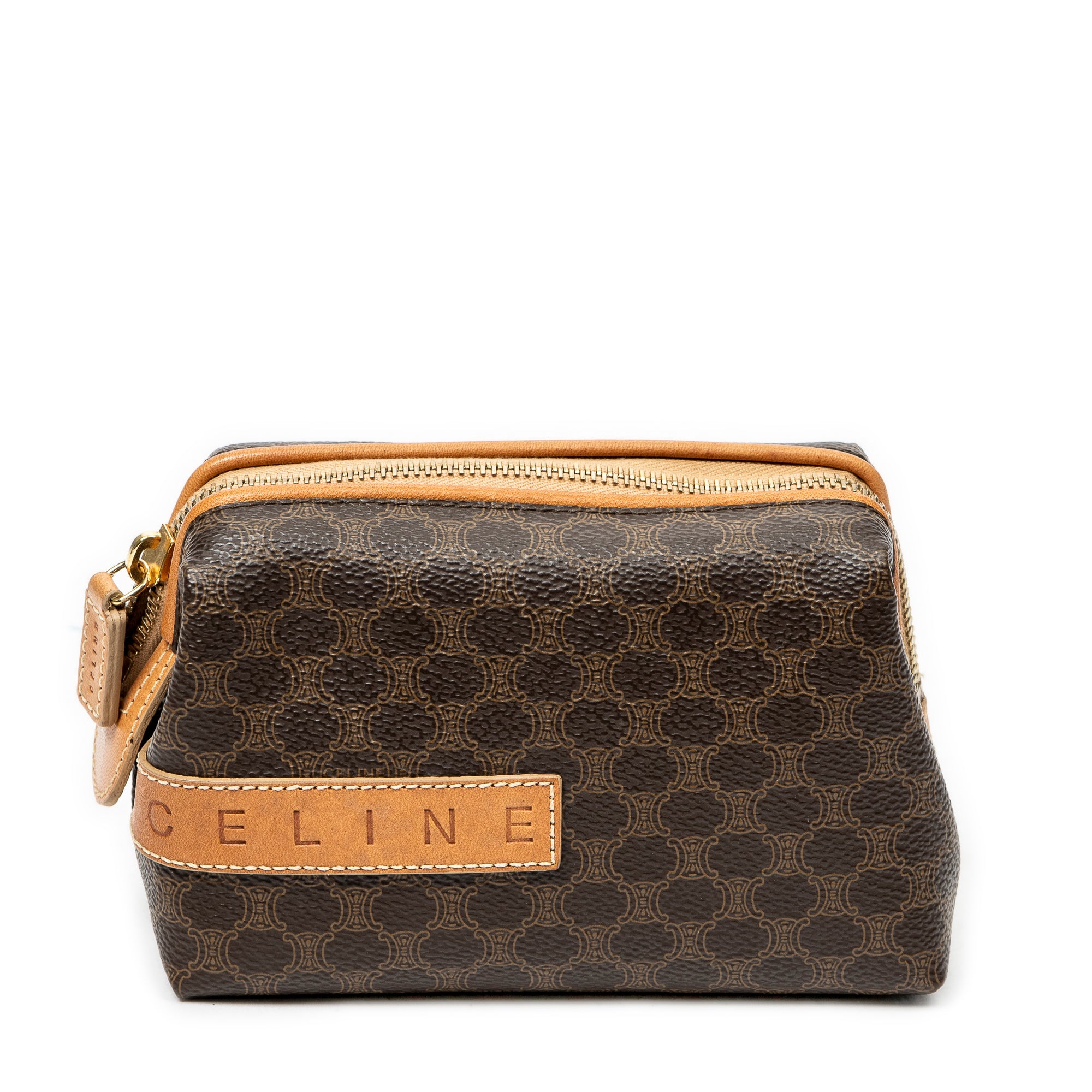 Pouch Mini Frame Cosmetic Pouch Brown Macadam Coated Canvas