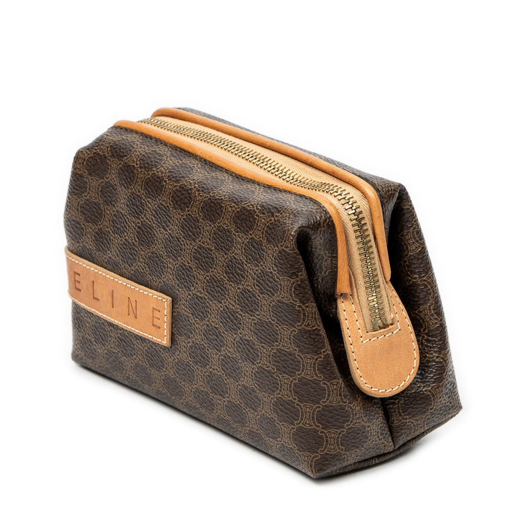Pouch Mini Frame Cosmetic Pouch Brown Macadam Coated Canvas