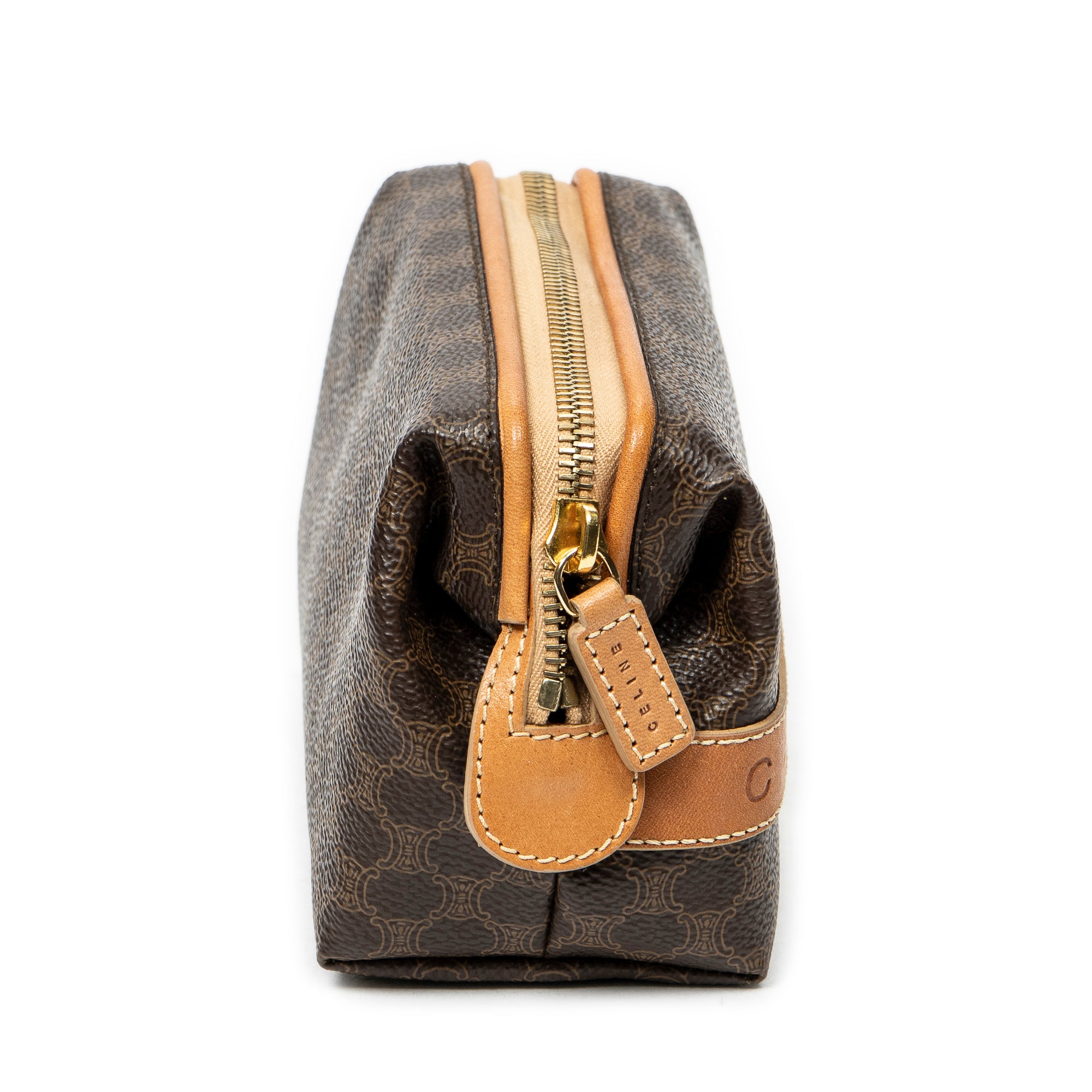 Pouch Mini Frame Cosmetic Pouch Brown Macadam Coated Canvas