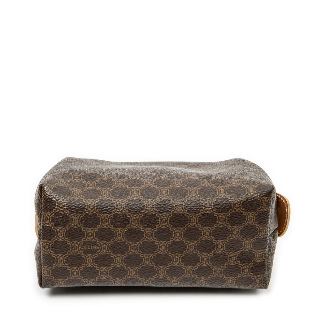 Pouch Mini Frame Cosmetic Pouch Brown Macadam Coated Canvas