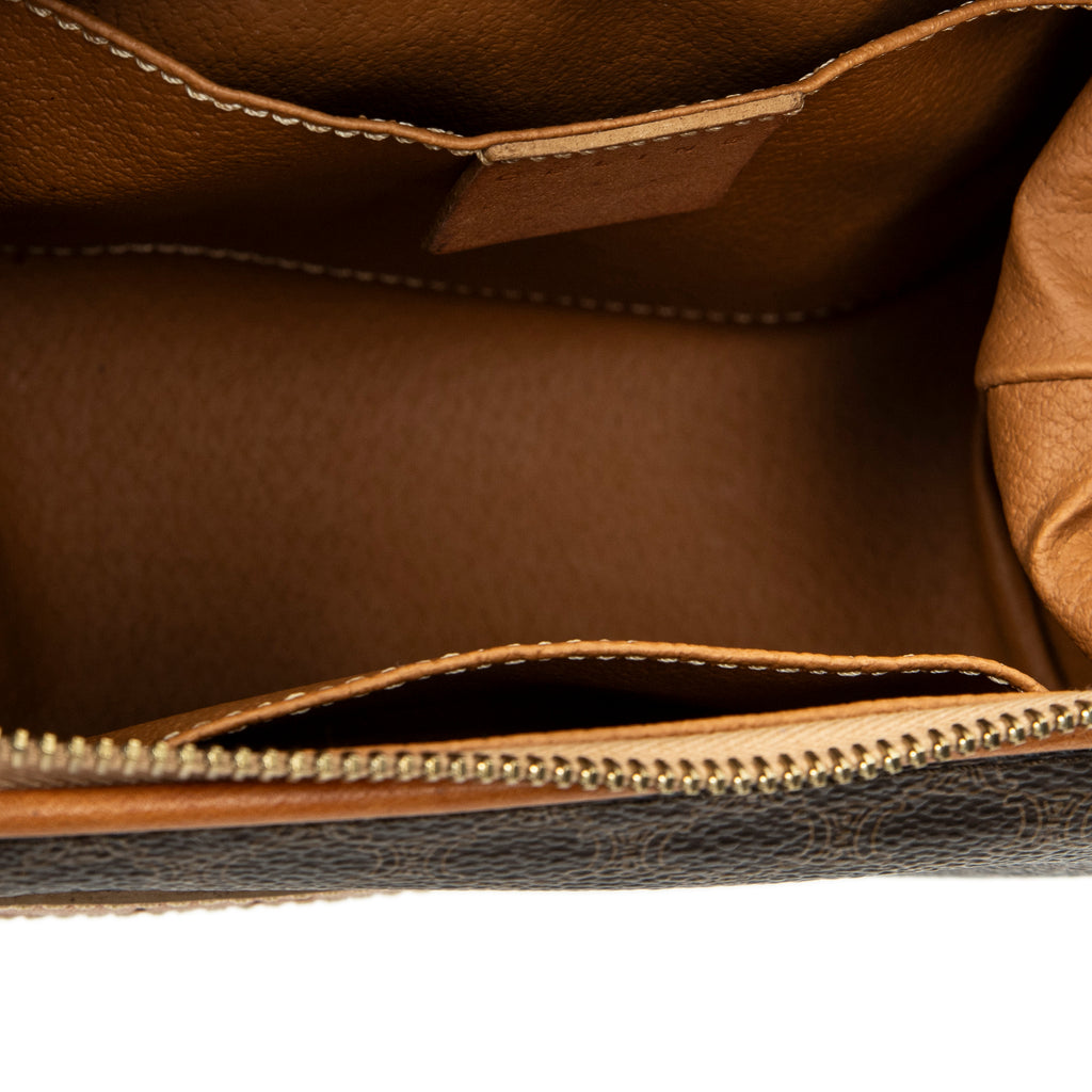 Pouch Mini Frame Cosmetic Pouch Brown Macadam Coated Canvas