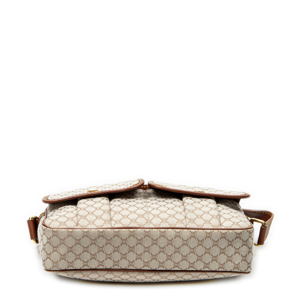 Shoulder Bag Front Pocket Crossbody Beige Macadam Canvas