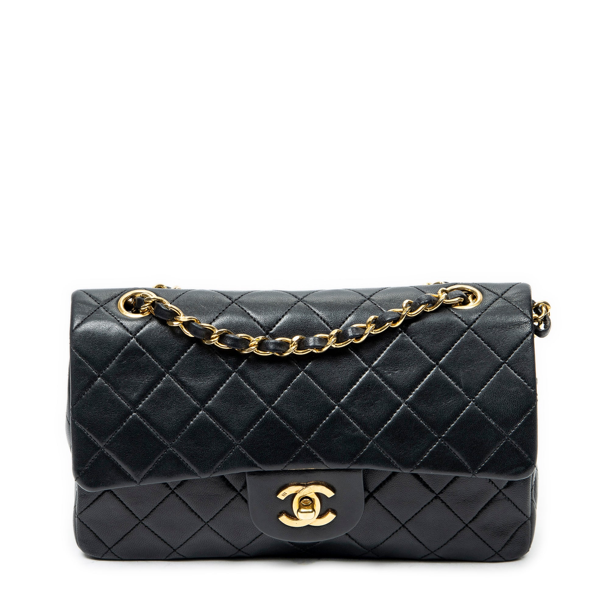 Bolso de Hombro Clásico Double Flap 23 Piel de Cordero Acolchada Negra