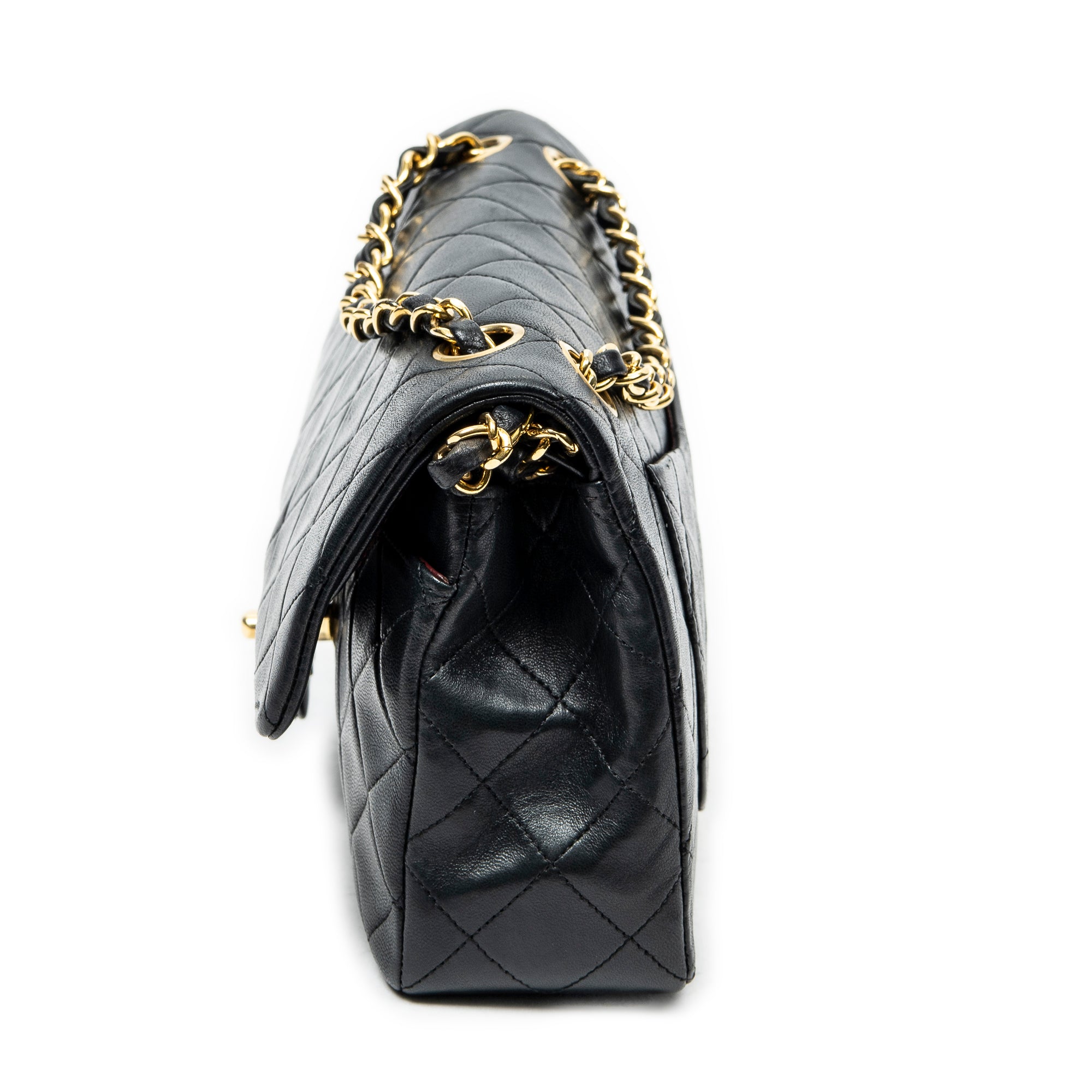 Bolso de Hombro Clásico Double Flap 23 Piel de Cordero Acolchada Negra