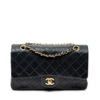 Bolso de Hombro Clásico Doble Solapa 26 Piel de Cordero Acolchada Negra