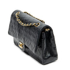 Bolso de Hombro Clásico Doble Solapa 26 Piel de Cordero Acolchada Negra