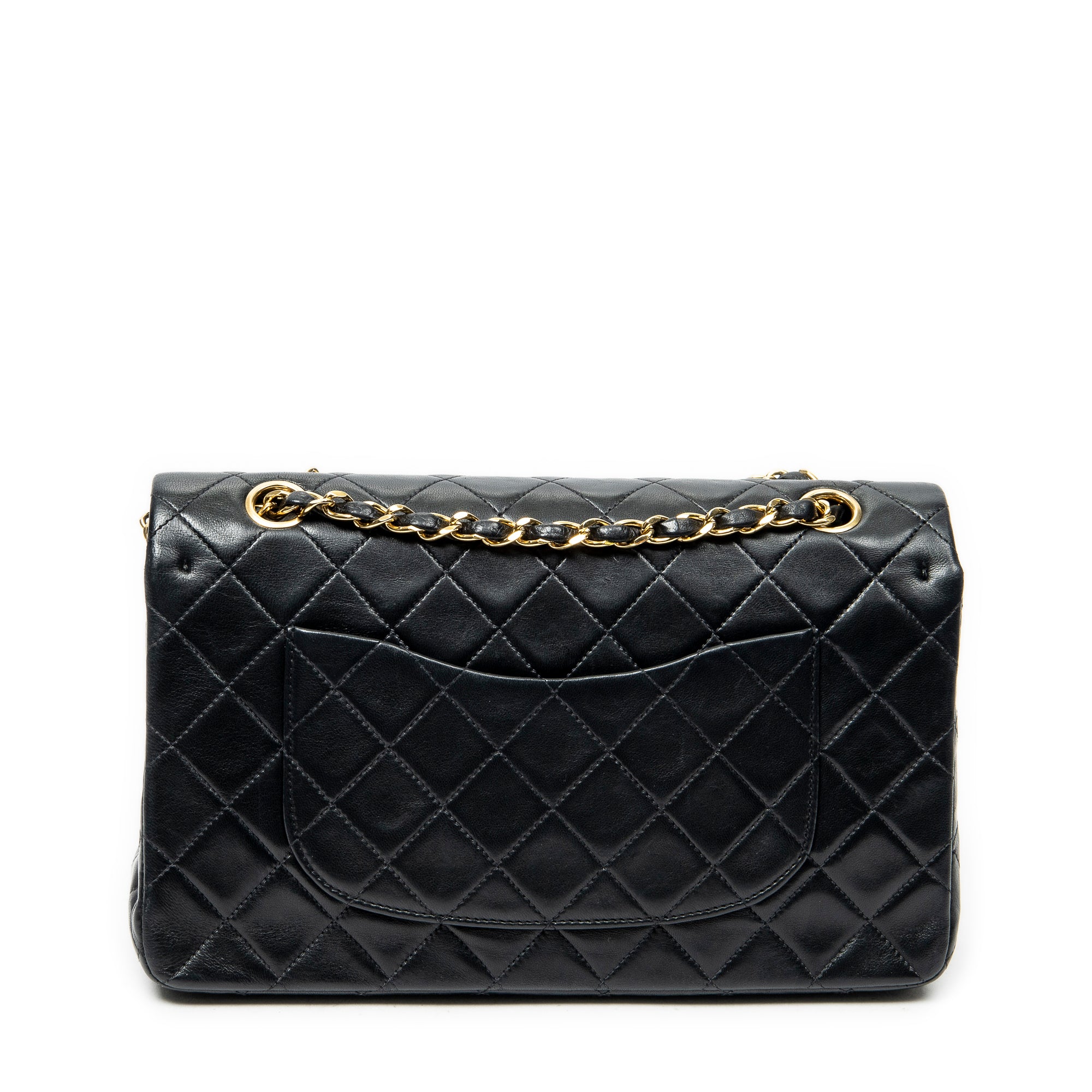 Bolso de Hombro Clásico Doble Solapa 26 Piel de Cordero Acolchada Negra