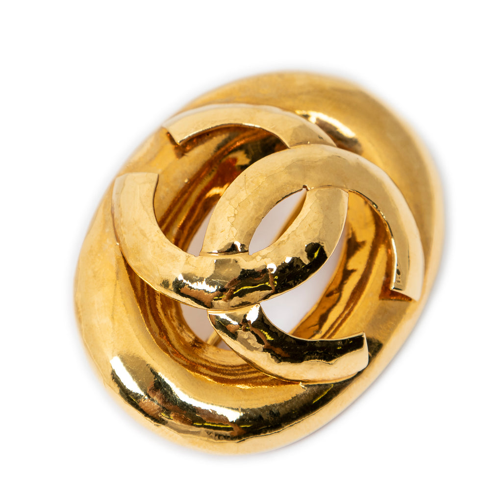 Brooch CC Oval Brooch Gold Gold Plated