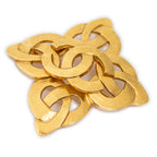 Brooch CC Quatrefoil Knot Brooch Pin Gold Gold Plated