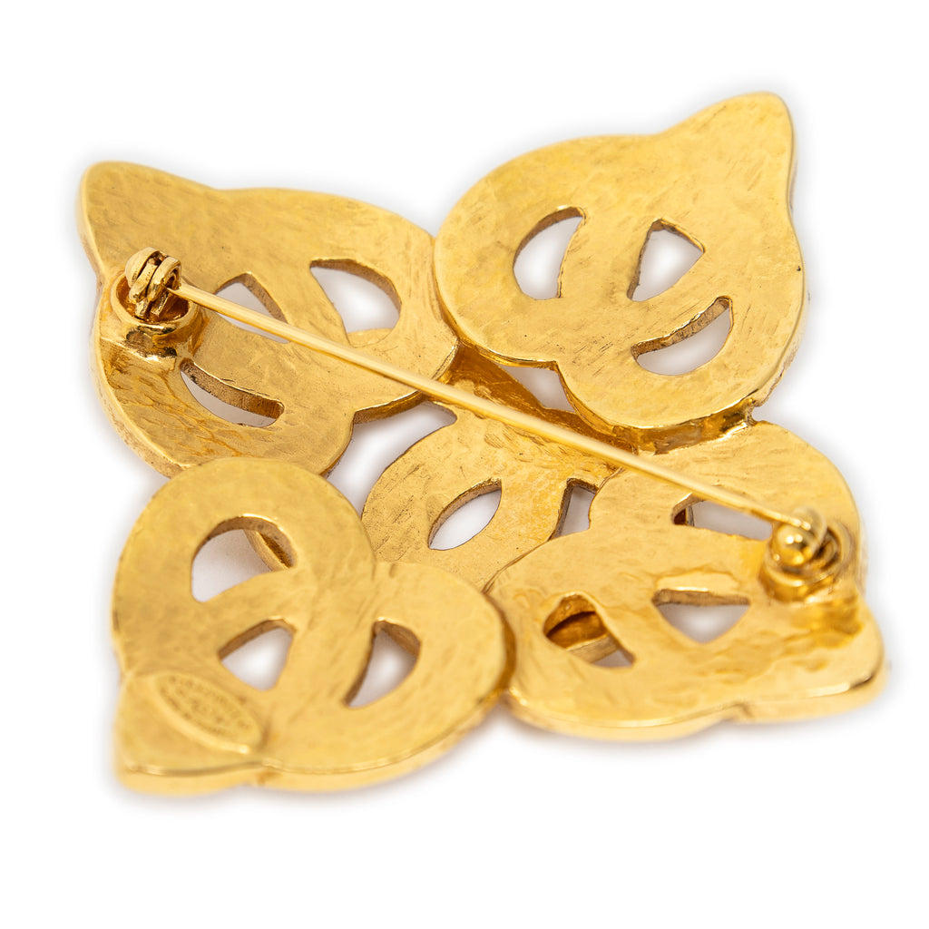 Brooch CC Quatrefoil Knot Brooch Pin Gold Gold Plated