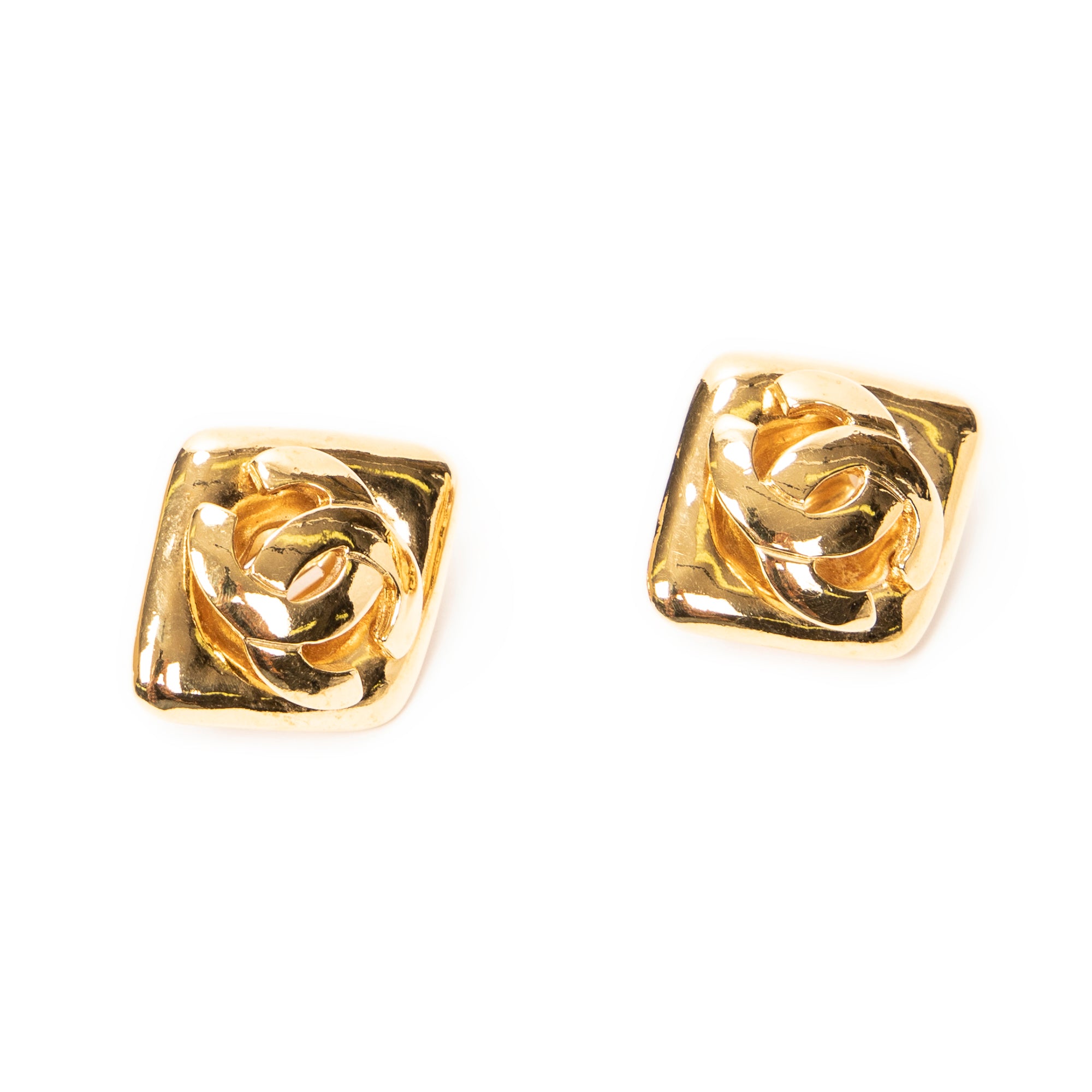 Earrings CC Diamond Clip On Earrings Gold Gold Plated