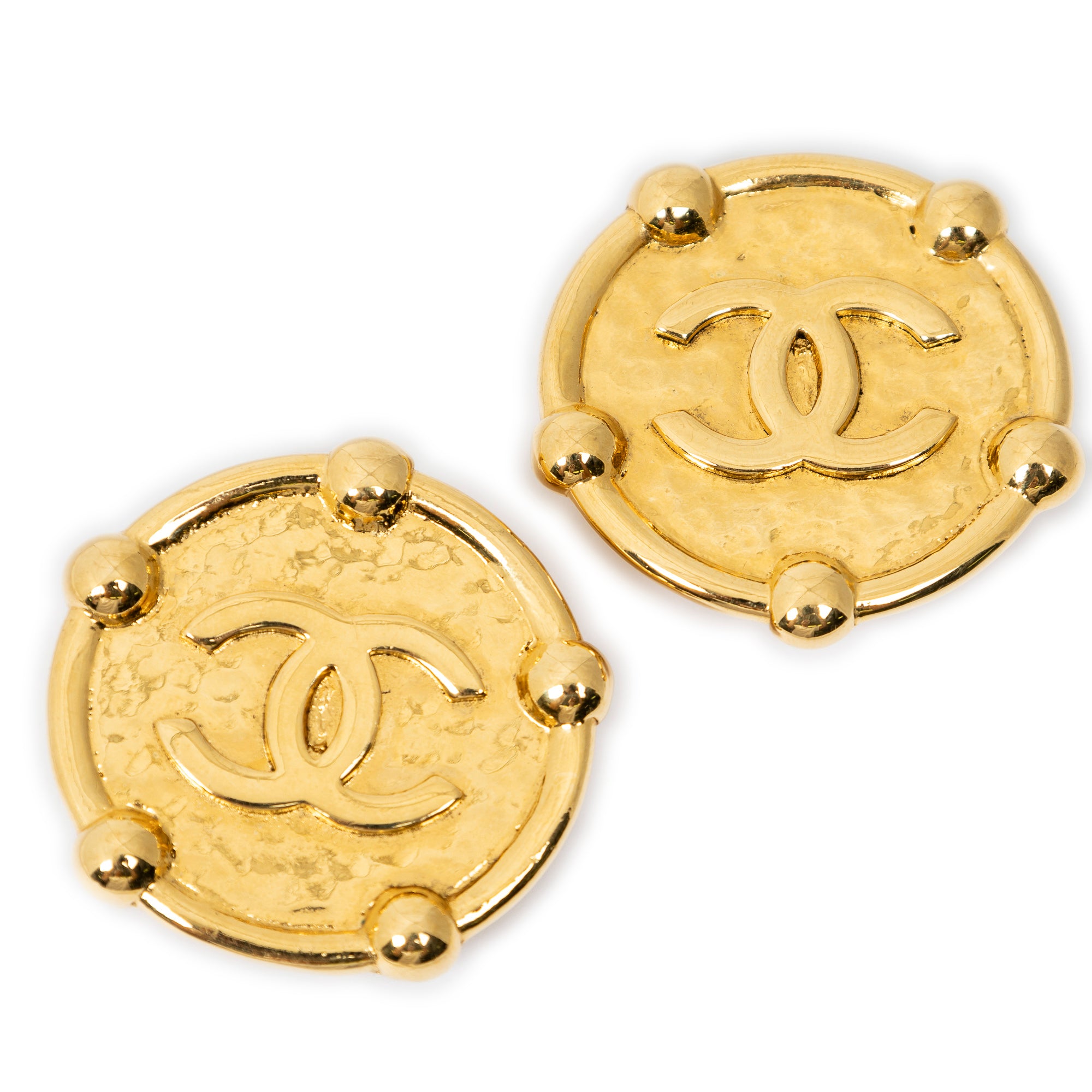 Earrings CC Round Clip On Earrings Gold Gold Plated