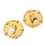 Earrings CC Round Clip On Earrings Gold Gold Plated