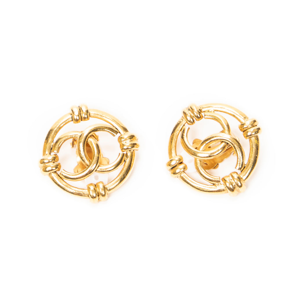 Earrings CC Round Clip On Earrings Gold Gold Plated