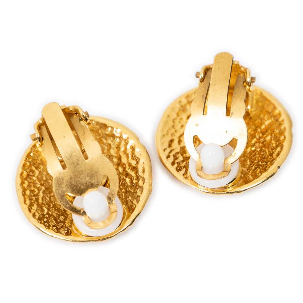 Earrings CC Round Clip On Earrings Gold Gold Plated