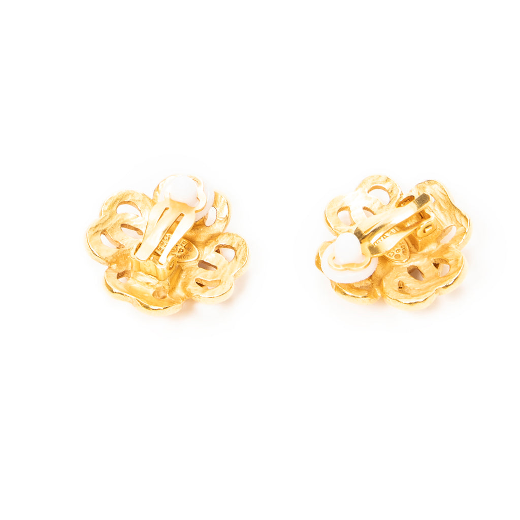 Earrings CC Floral Clip On Earrings Gold Gold Plated