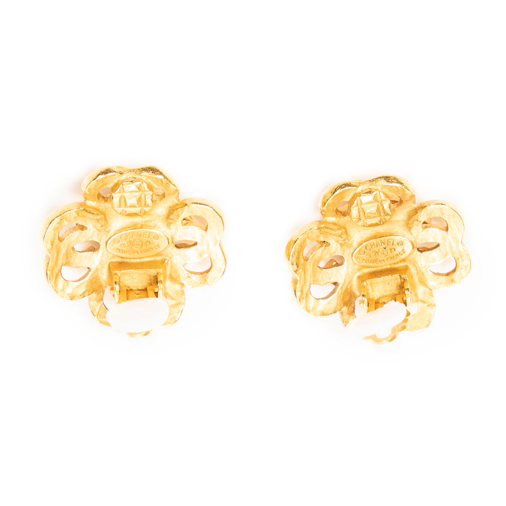 Earrings CC Floral Clip On Earrings Gold Gold Plated