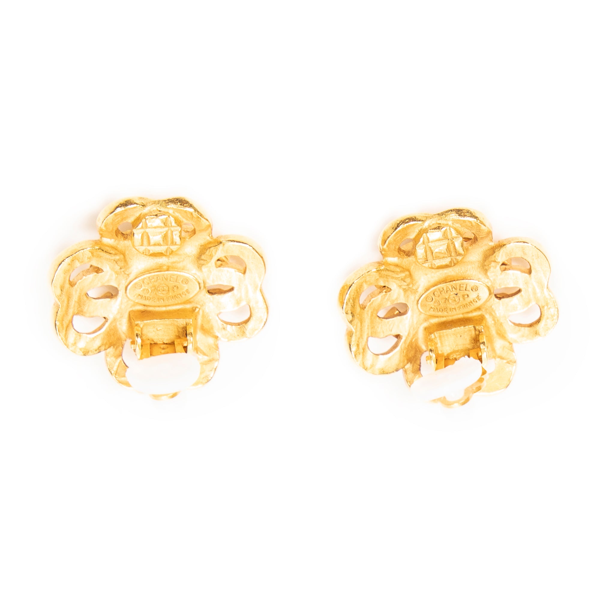 Earrings CC Floral Clip On Earrings Gold Gold Plated