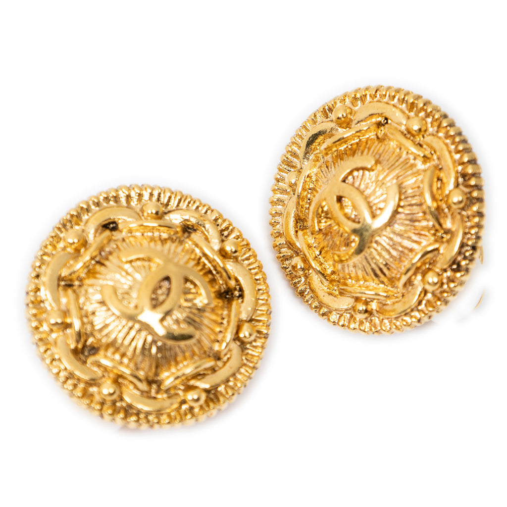 Earrings CC Round Clip On Earrings Gold Gold Plated
