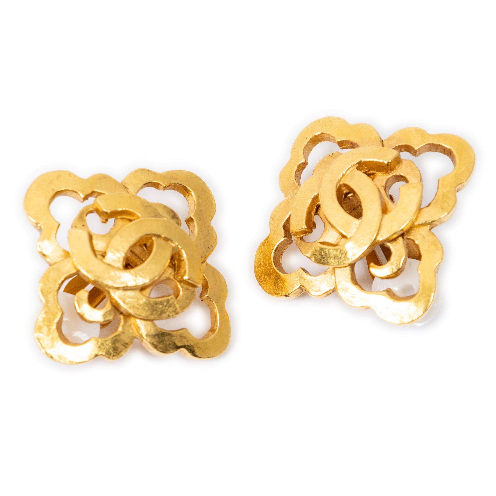 Earrings CC Clover Clip On Earrings Gold Gold Plated