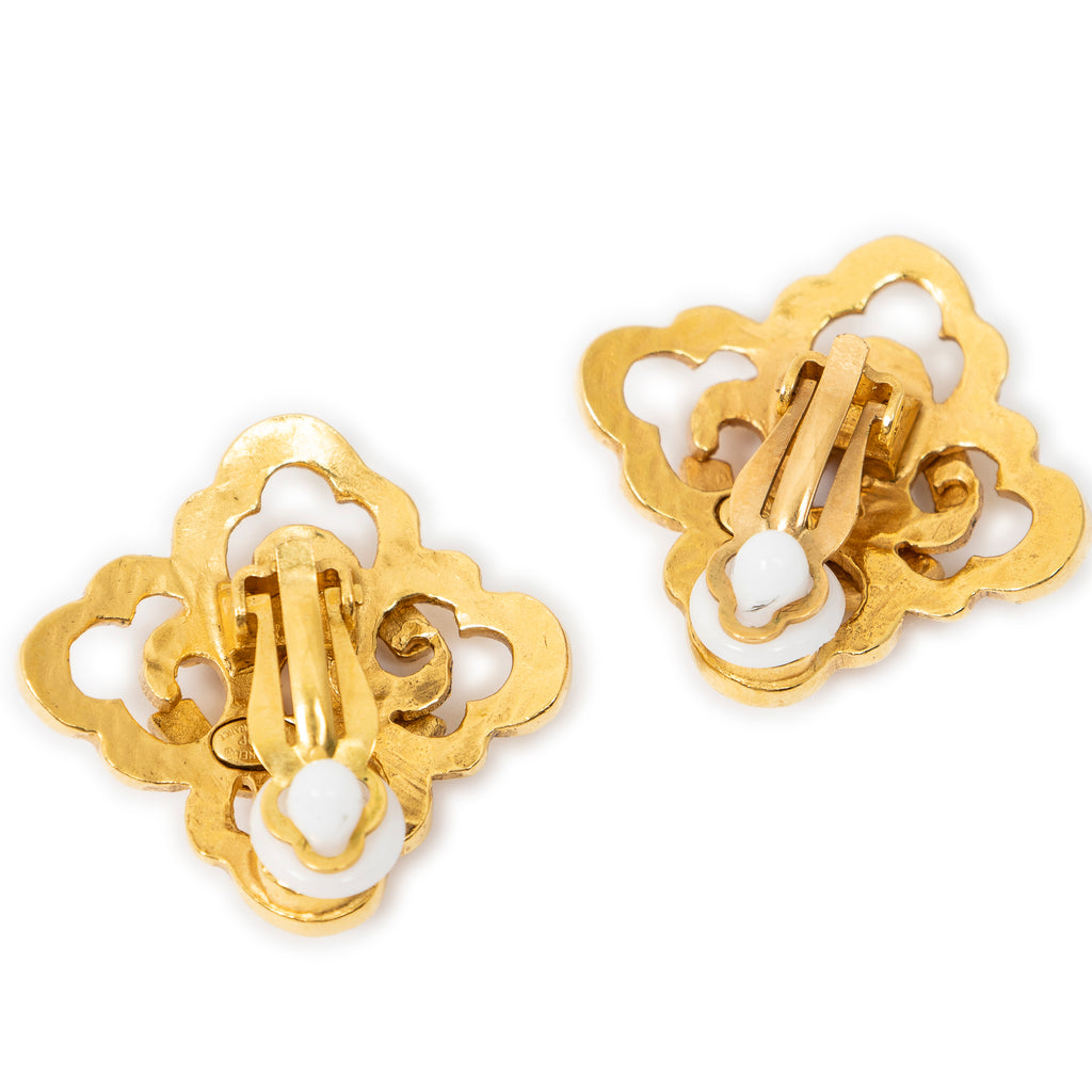 Earrings CC Clover Clip On Earrings Gold Gold Plated