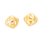Pendientes CC Diamante con Clip Dorado Chapado en Oro