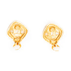 Pendientes CC Diamante con Clip Dorado Chapado en Oro