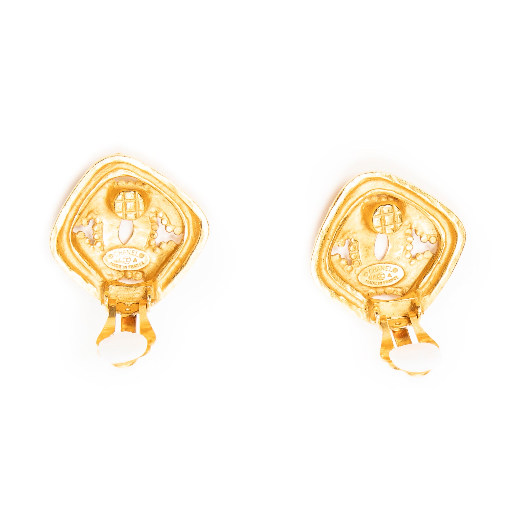 Earrings CC Diamond Clip On Earrings Gold Gold Plated