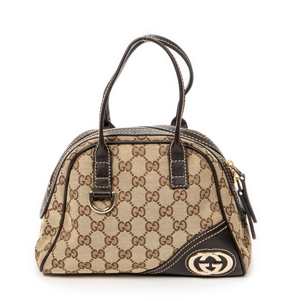 Handbag Mini New Britt Dome Beige Monogrammed Canvas